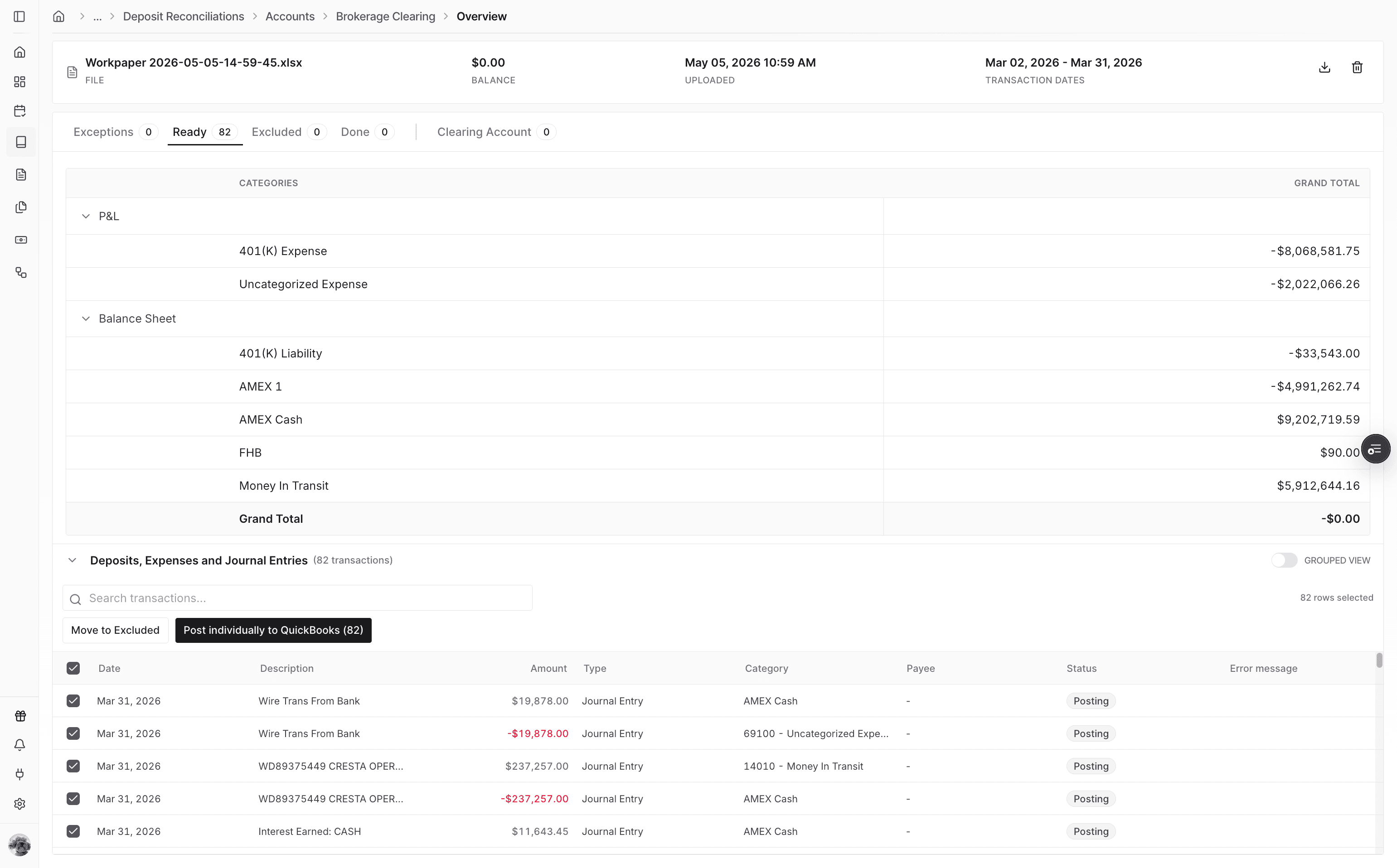 Screenshot showing Posting status