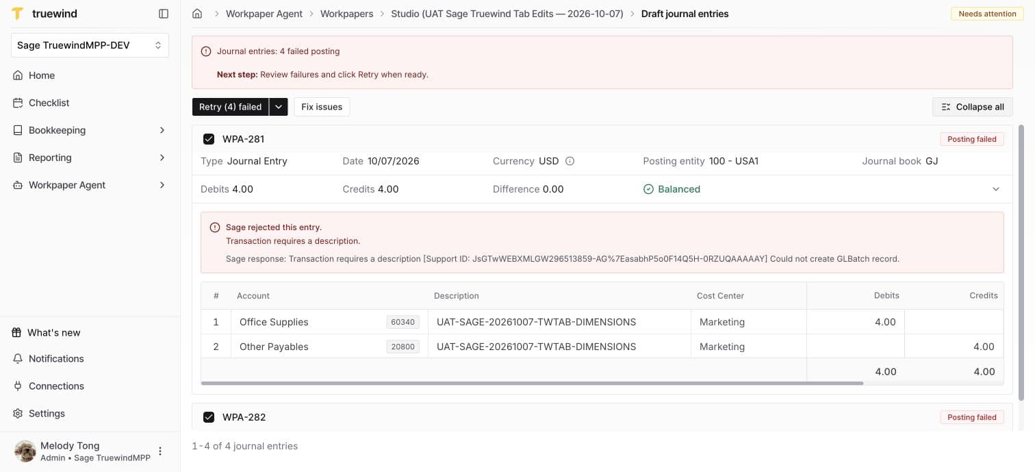 Sage Intacct workflow: Resolve an error