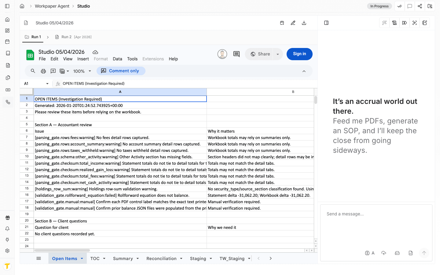 Screenshot showing Open the workpaper you want to push