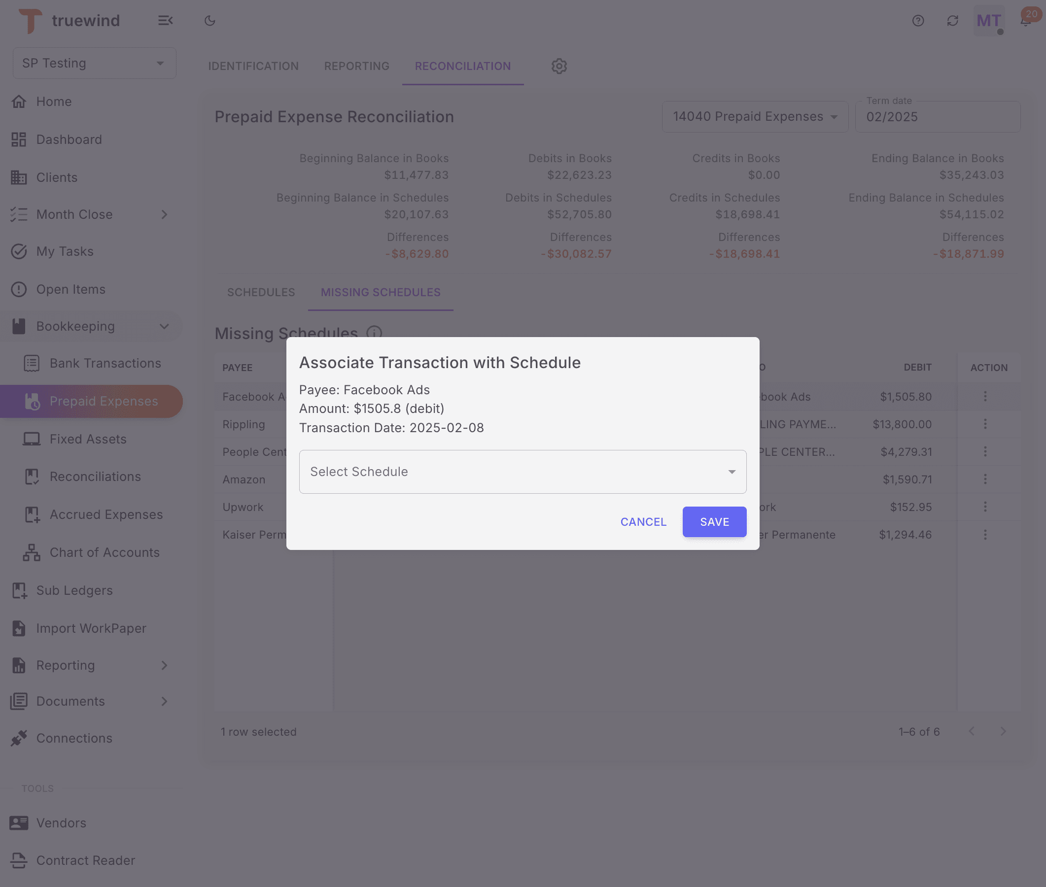 Screenshot showing Select Select Schedule