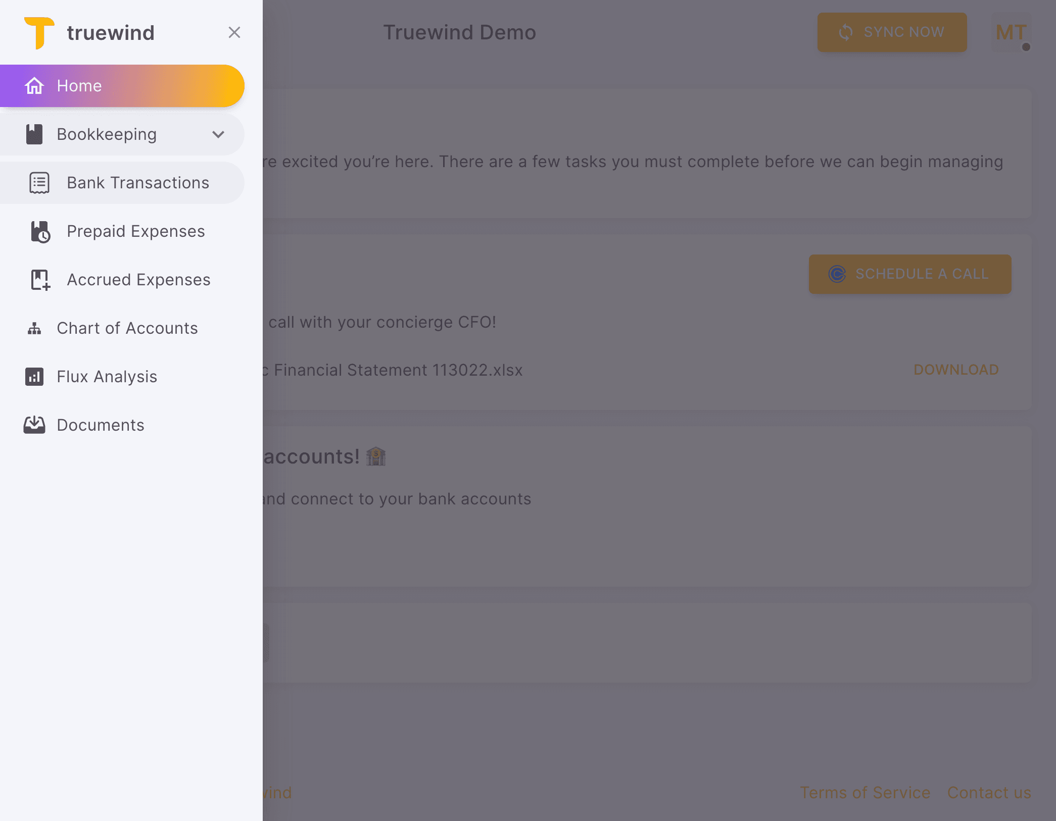 Screenshot showing Click Bank Transactions, go to Bank Feed