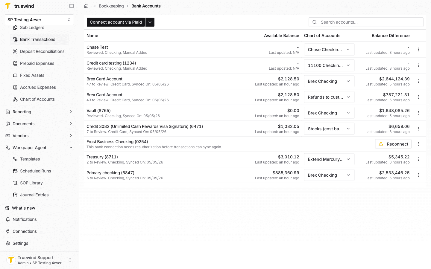Screenshot showing verify your bank accounts and their mapping to ERP accounts from Chart of Accounts