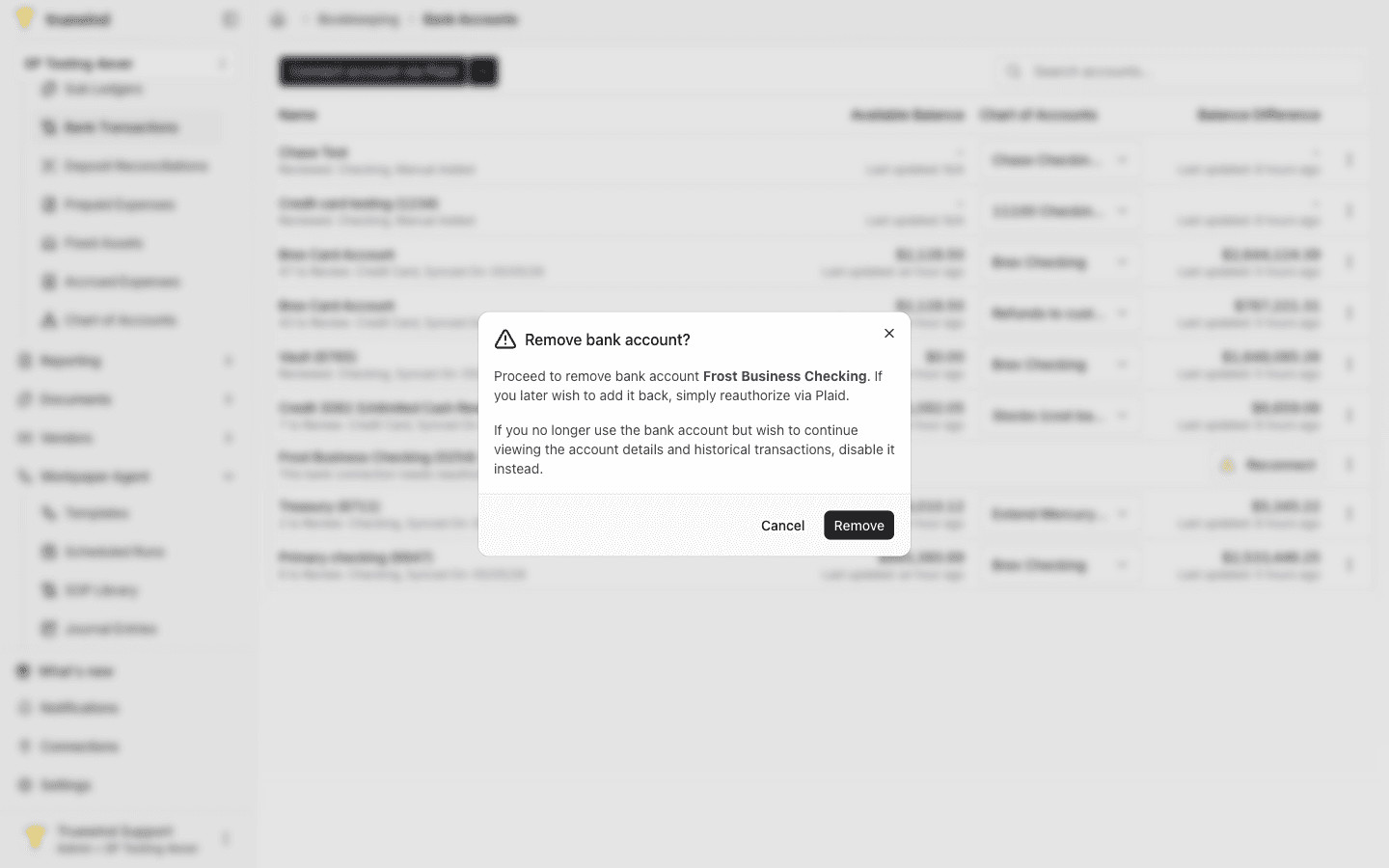 Screenshot showing Confirm removal