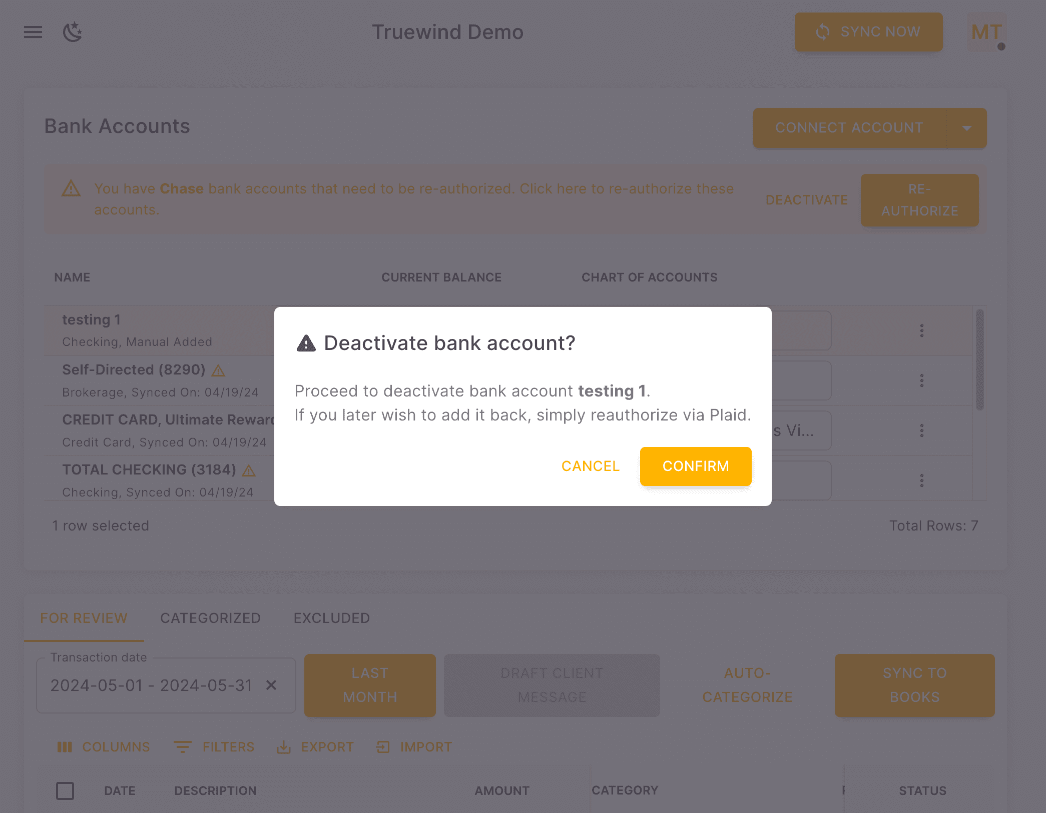 Screenshot showing Click CONFIRM