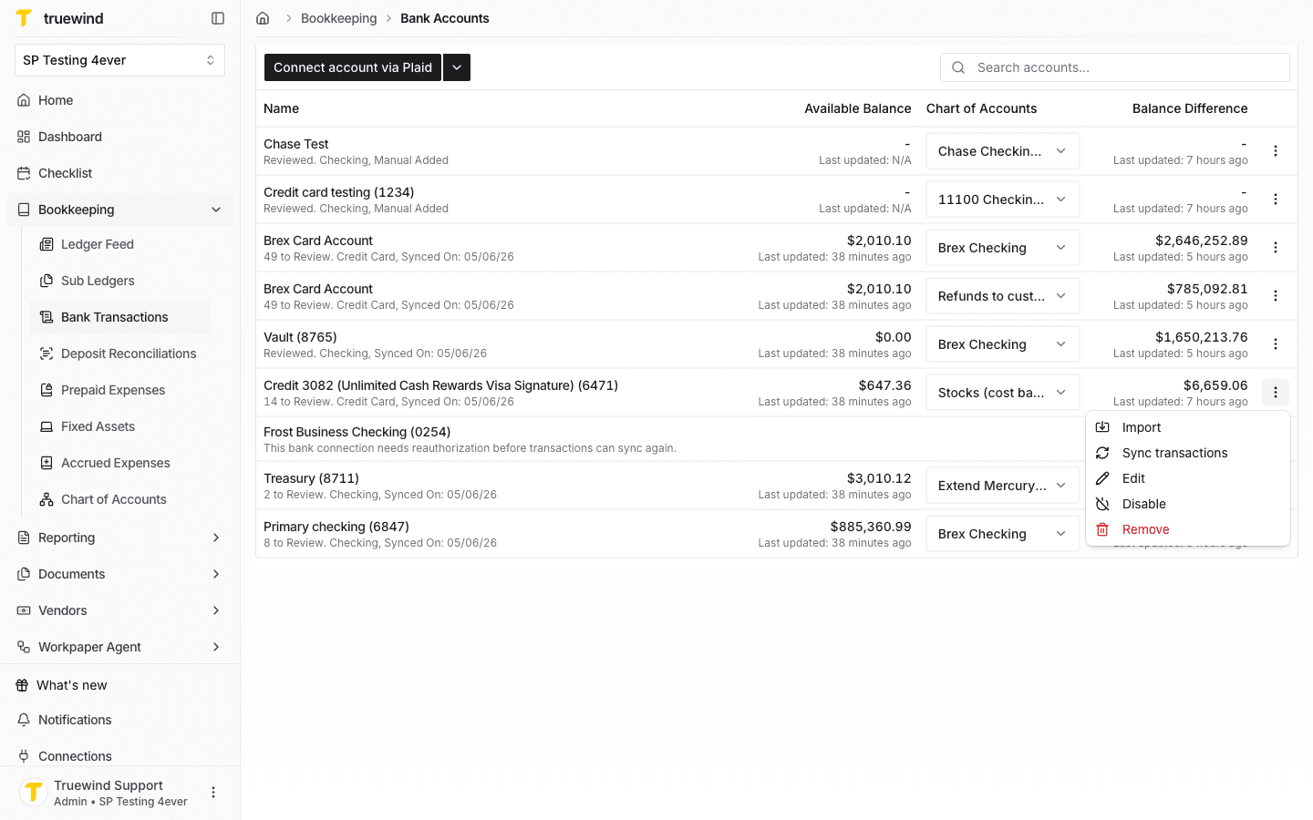 Screenshot showing find an account you want to disable, click on the actions button on the end of the row and select Disable