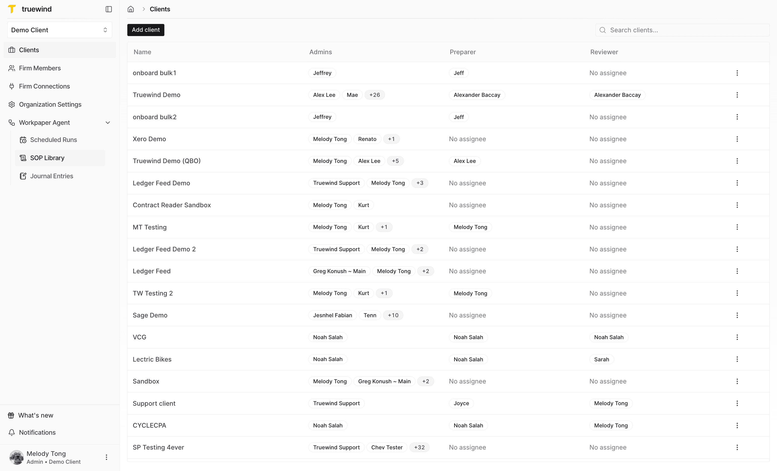 Screenshot showing the Workpaper Agent SOP Library navigation.