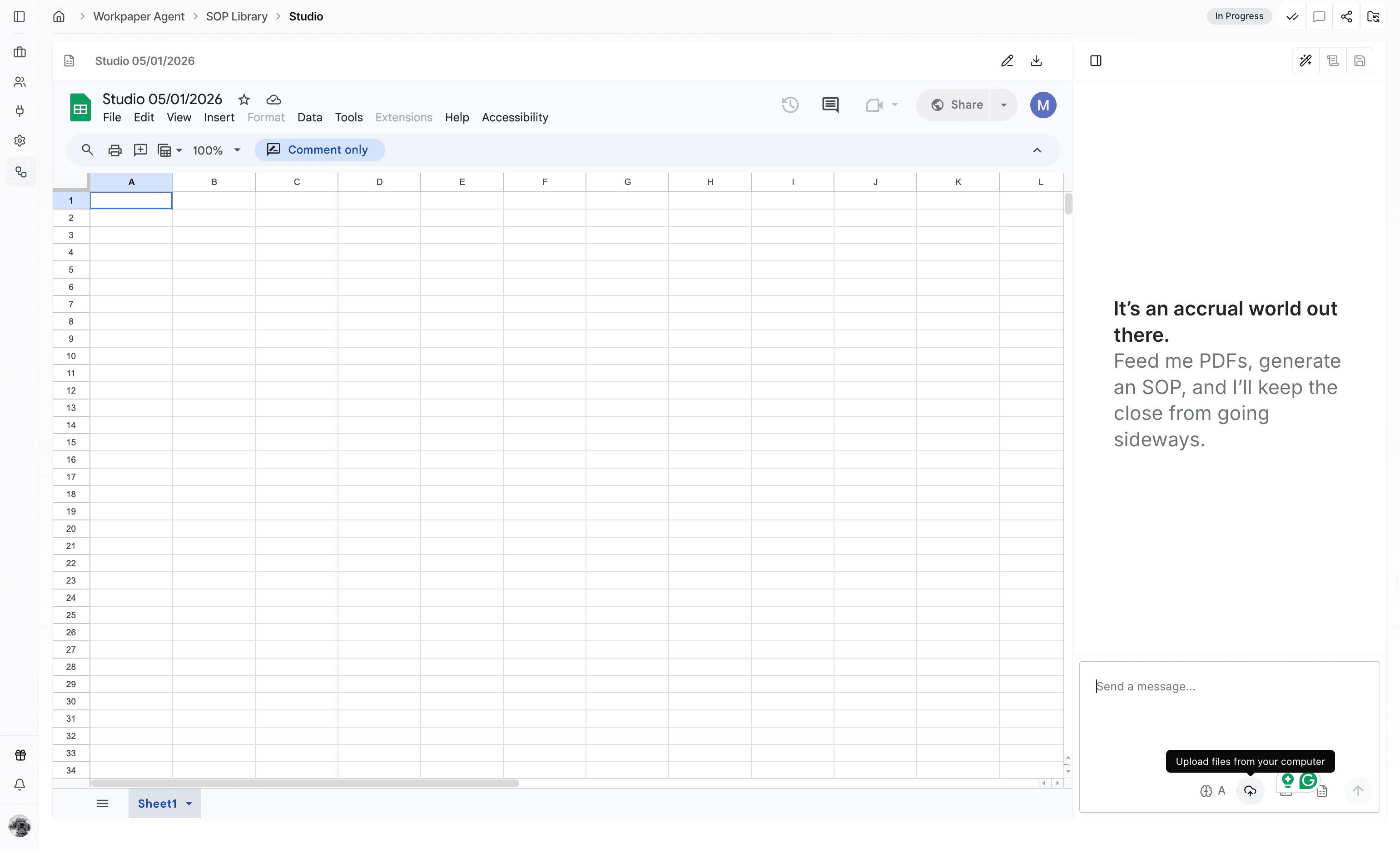 Screenshot showing the SOP source file upload area.