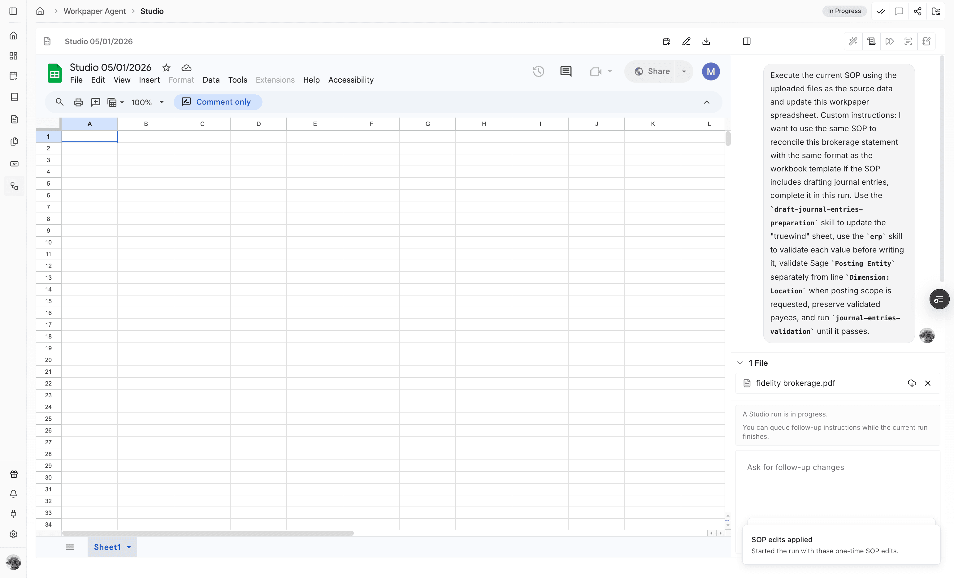 Screenshot showing the automatic prompt sent to the agent.