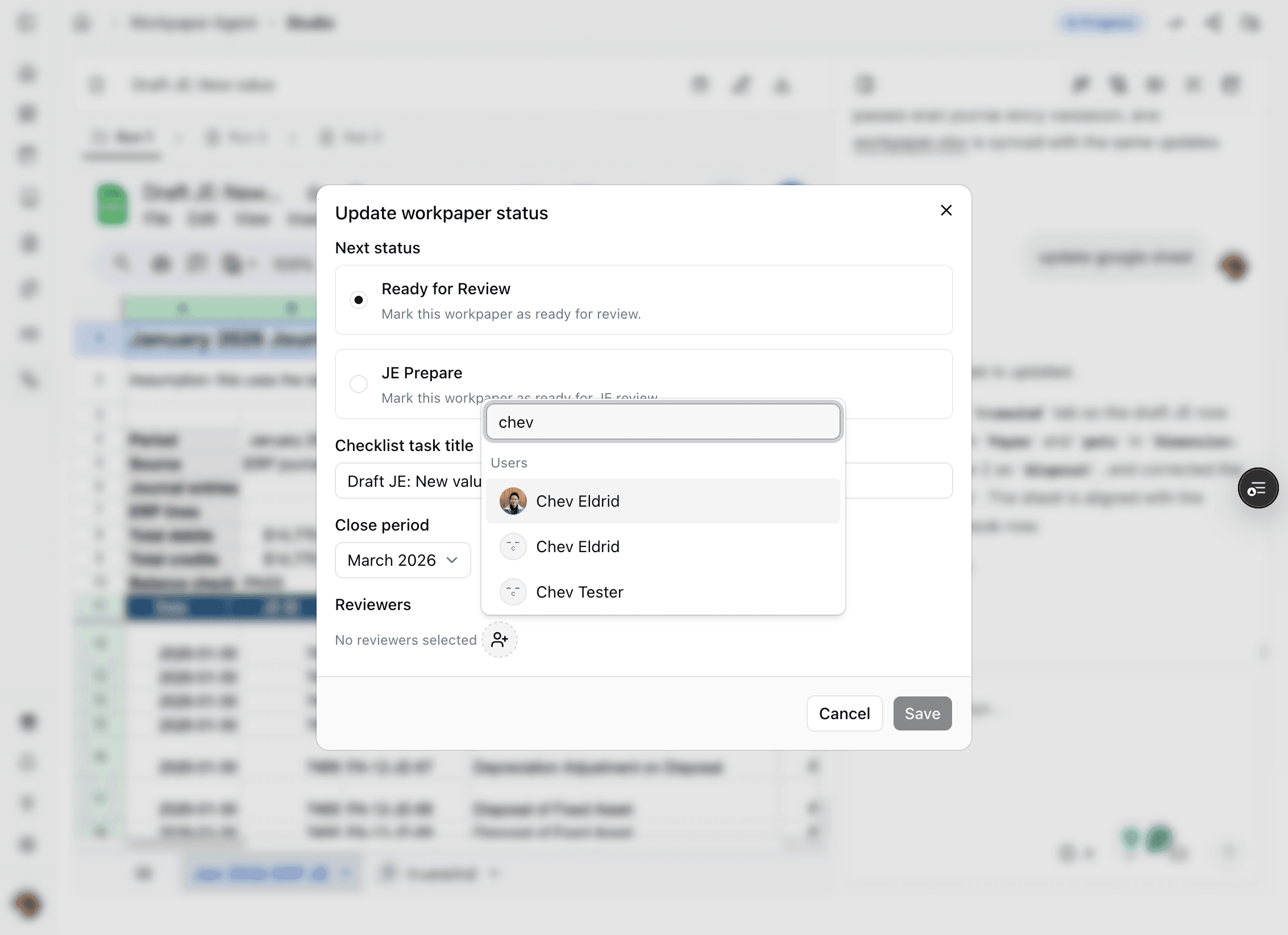 Screenshot showing reviewer assignment in the review flow