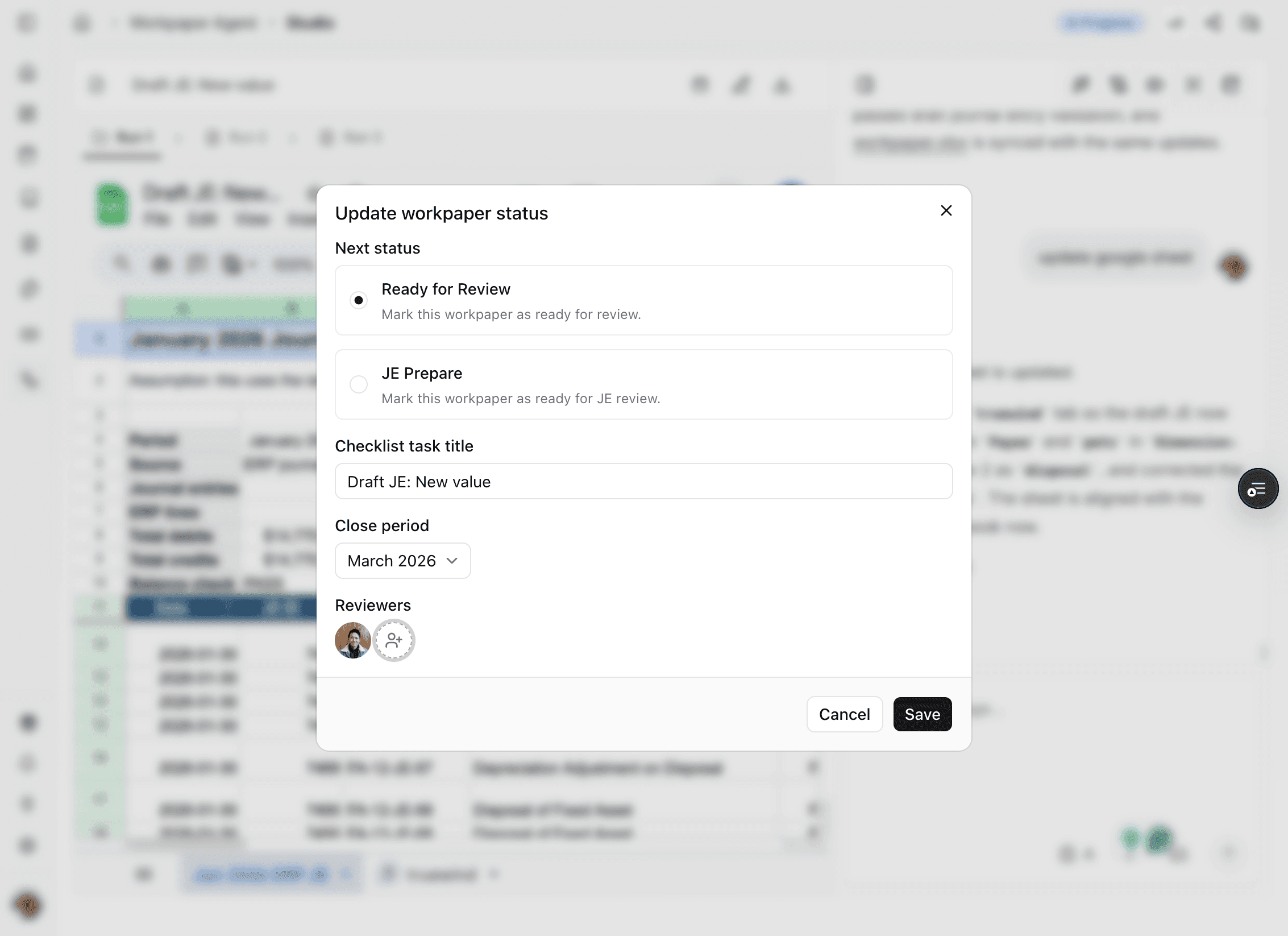 Screenshot showing Save in the review request flow