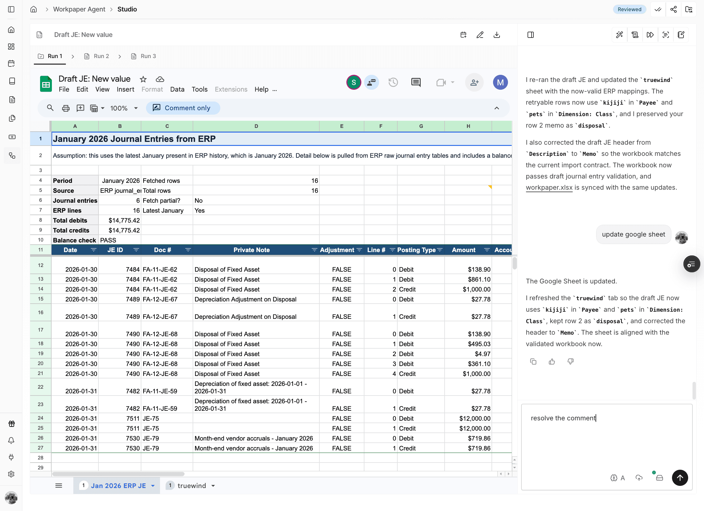 Screenshot showing the prompt field for comment resolution