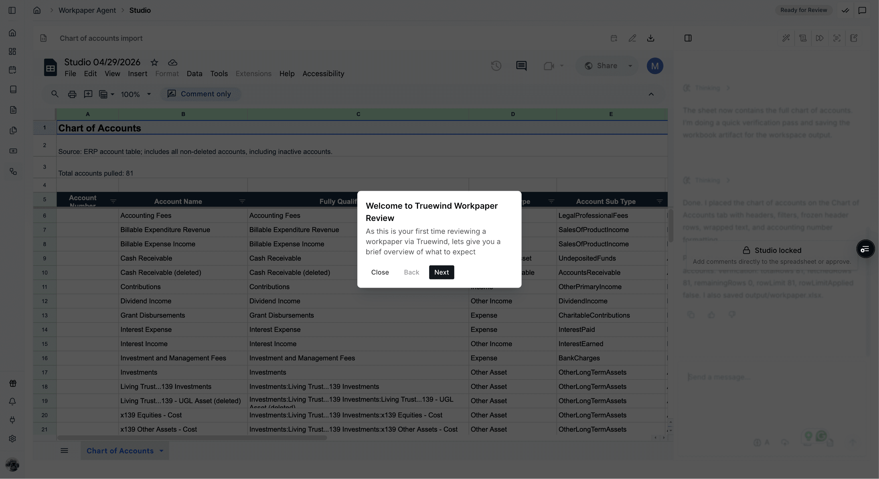 Screenshot showing the workbook page live tour.