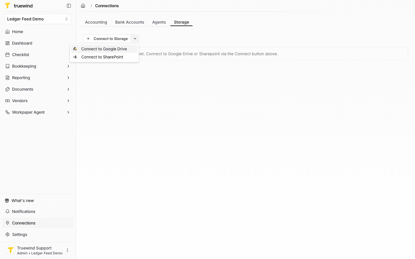 Screenshot showing the Connect to Google Drive option.