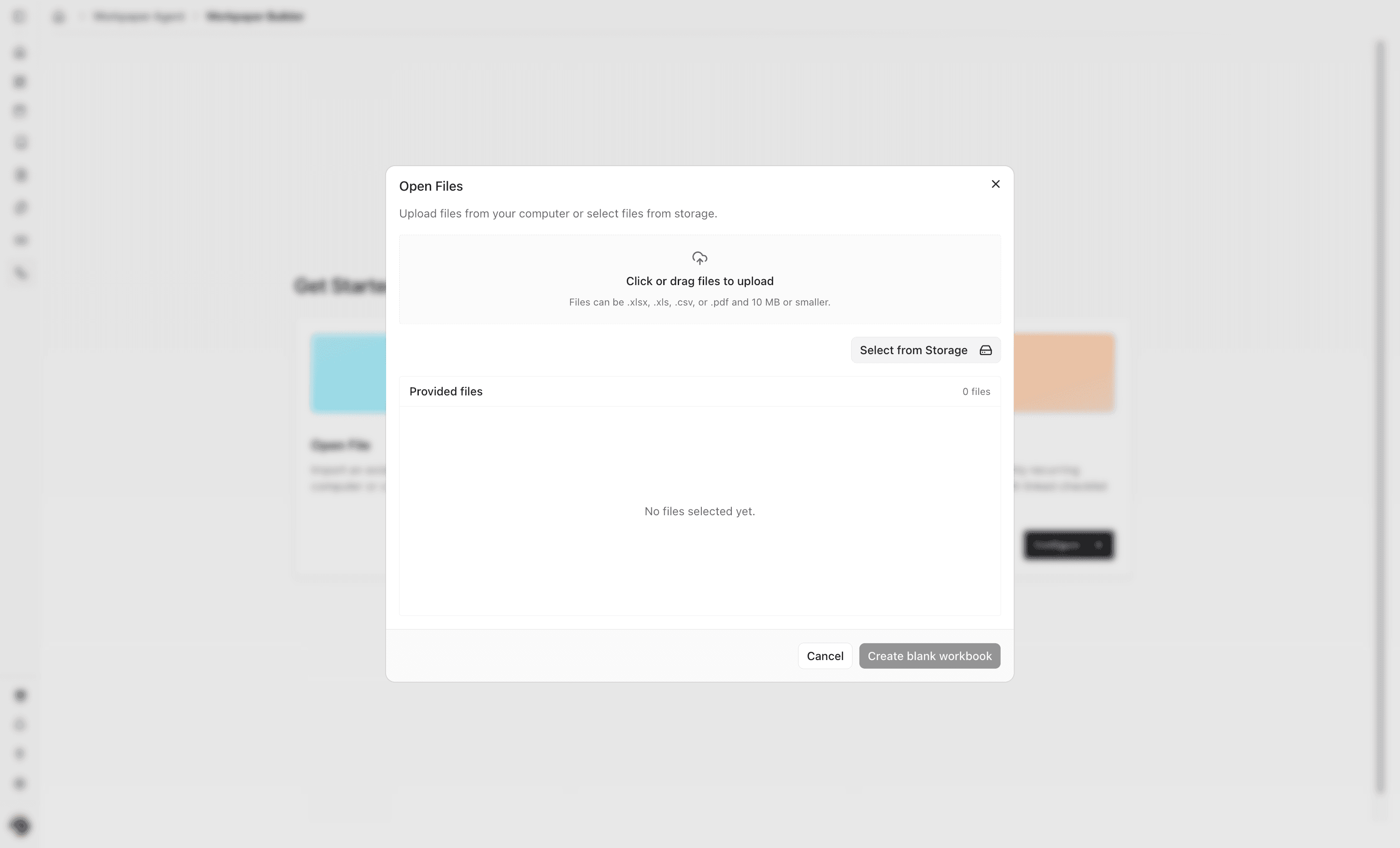 Screenshot showing the Select from Storage option.