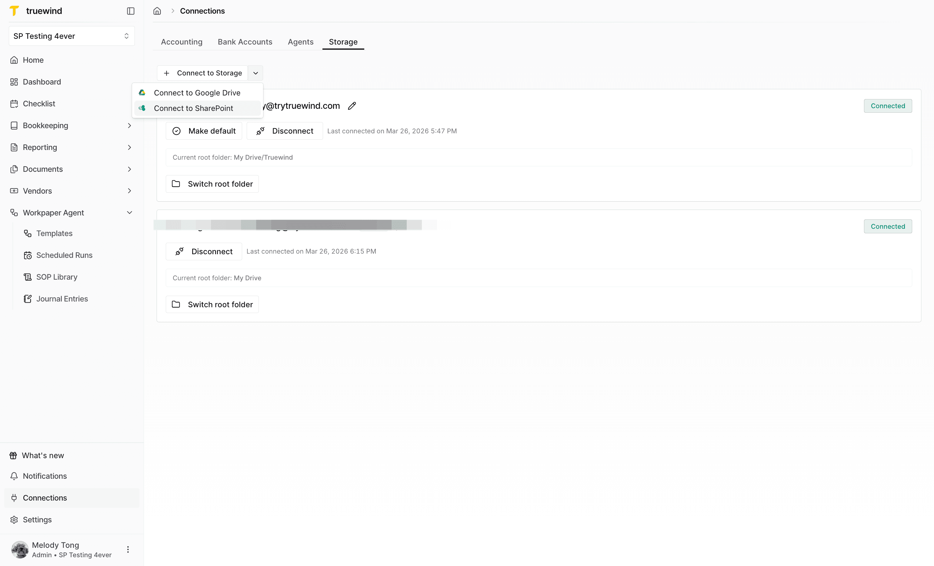 Screenshot showing the Connect to SharePoint option.