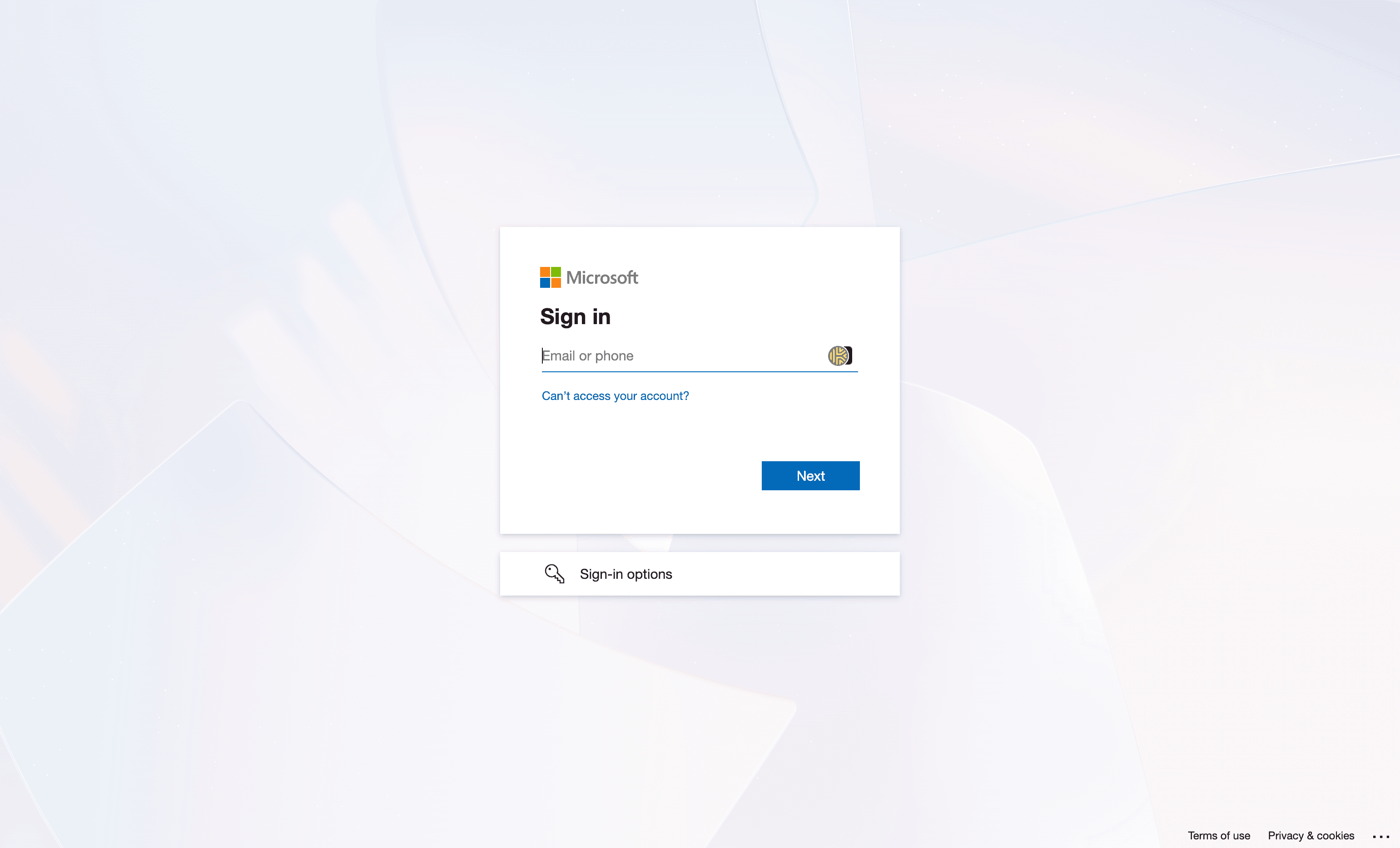 Screenshot showing the Microsoft sign-in prompt.