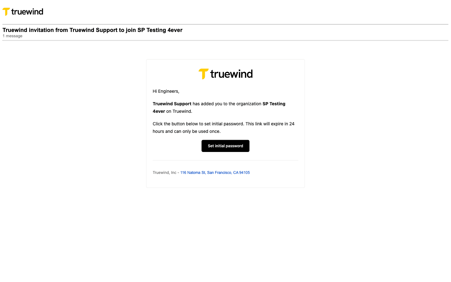 Screenshot showing the recipient invitation email with the sign-in button