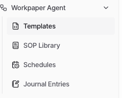 Screenshot showing Workpaper Agent in the sidebar