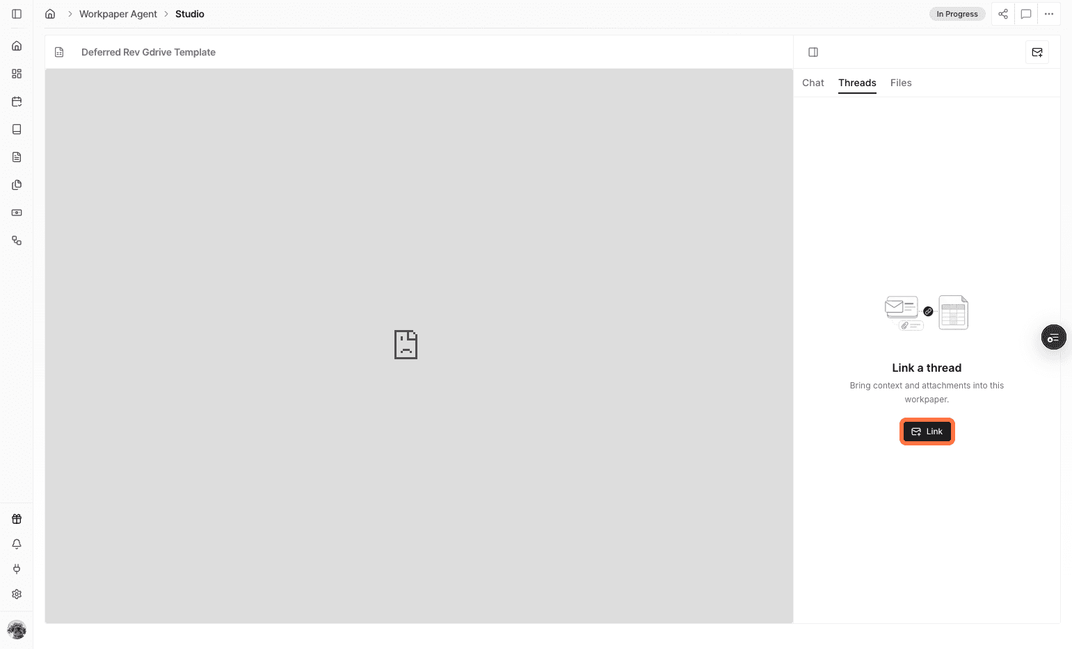 Screenshot showing the Link action in the Threads panel