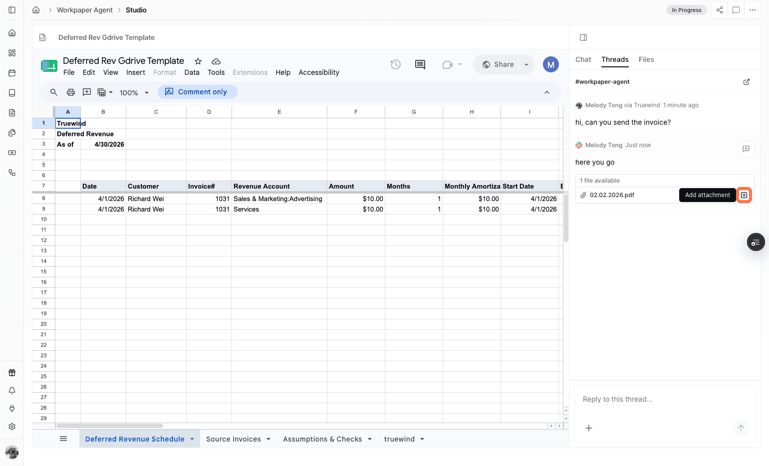 Screenshot showing the Add attachment to Chat action