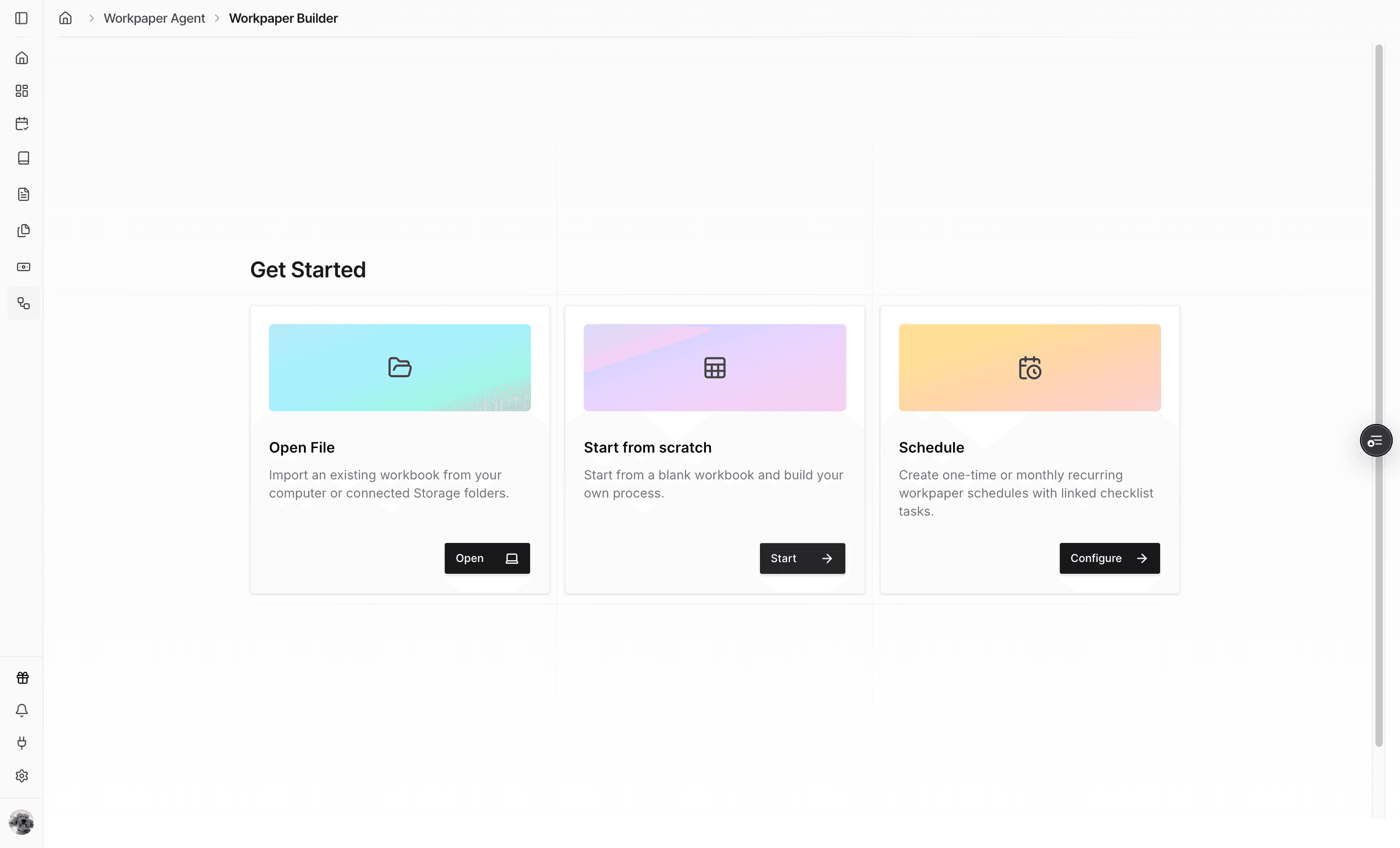 Screenshot showing the Start action.