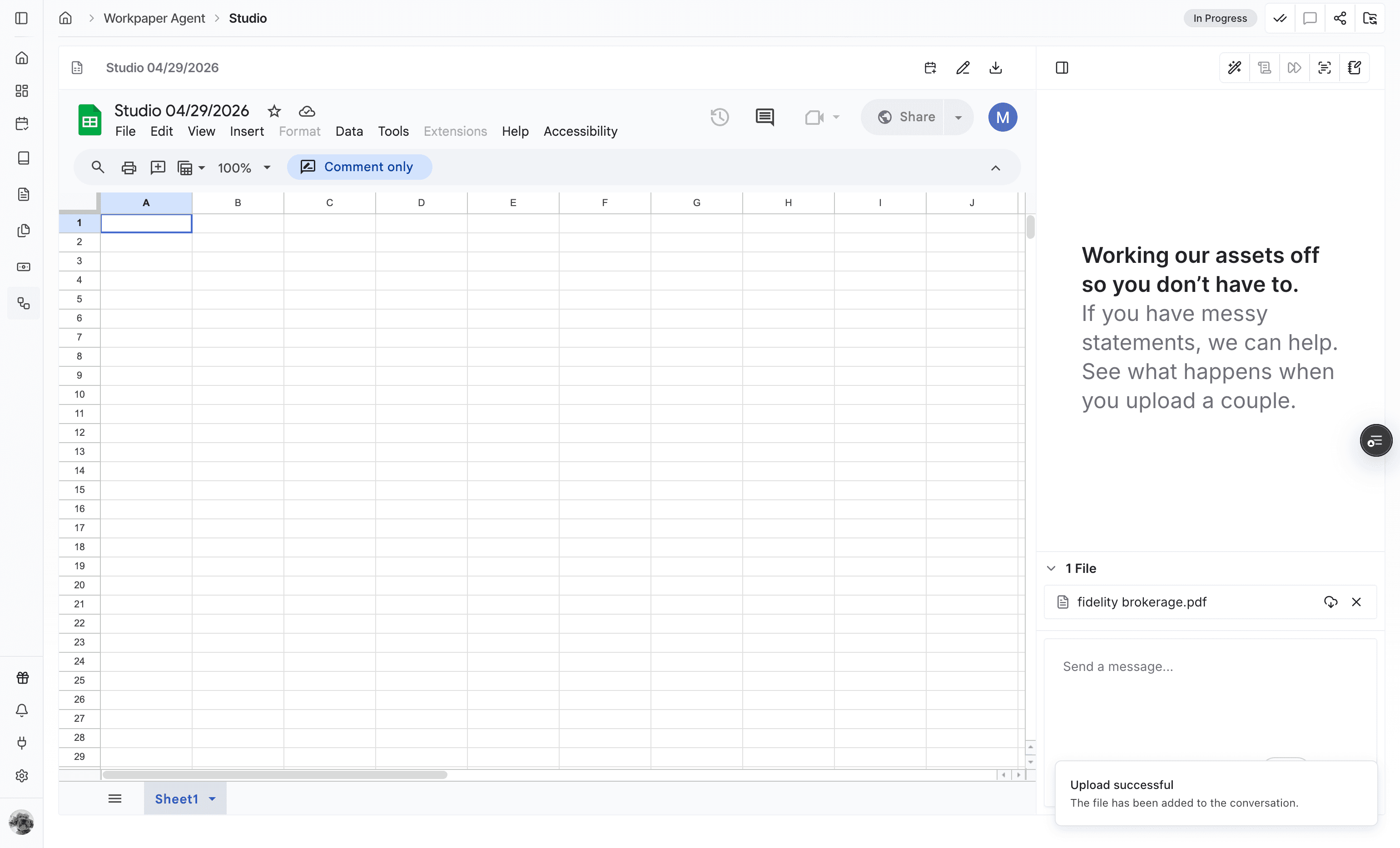 Screenshot showing the uploaded input files.