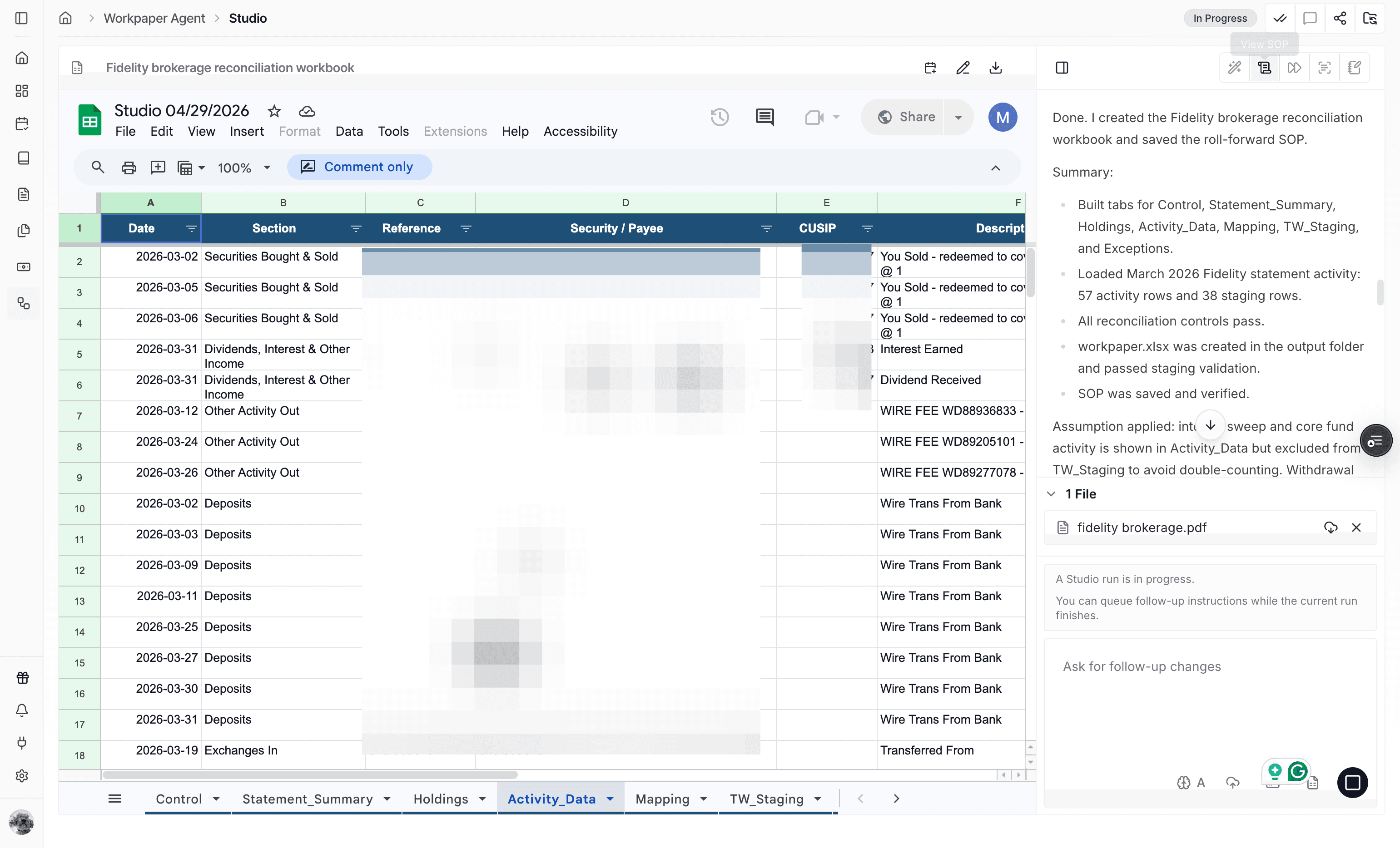 Screenshot showing the View SOP action after generation.