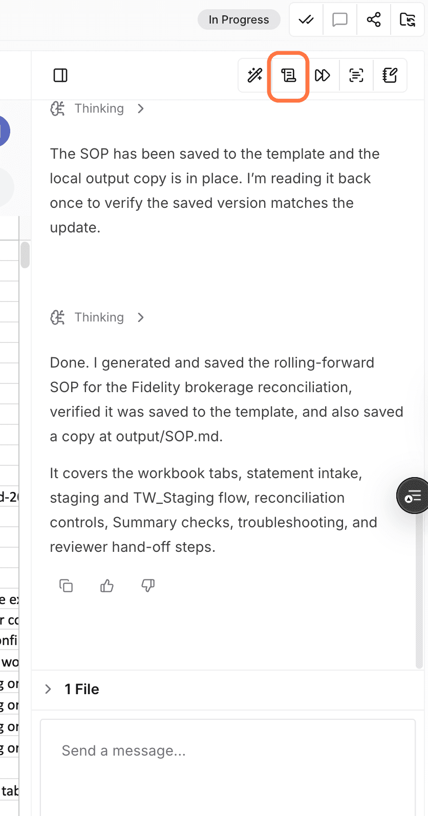Screenshot showing the View SOP button after generation.
