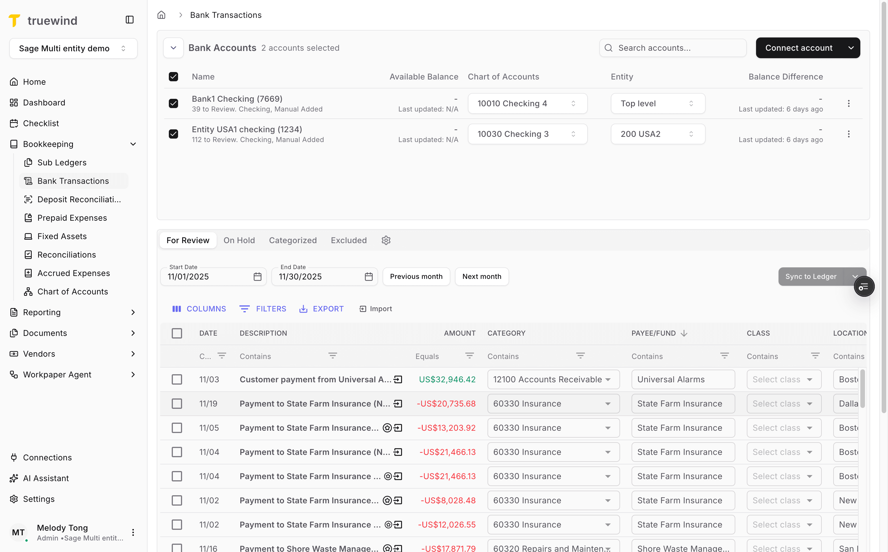 Screenshot showing At the transaction level, you can edit the assigned entity in the side drawer. By default, the entity and location are inherited from the assignment at bank level on the to. If there is an exception, you can change the assignment in the side drawer