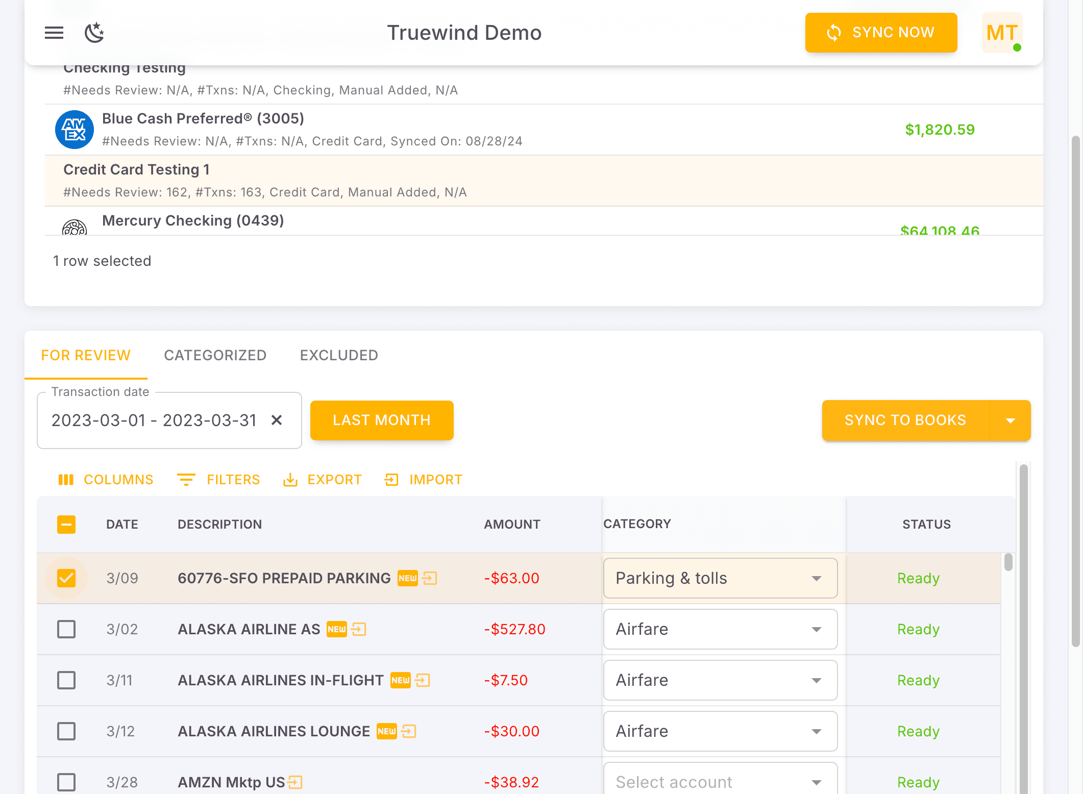 Screenshot showing Check Unselect row