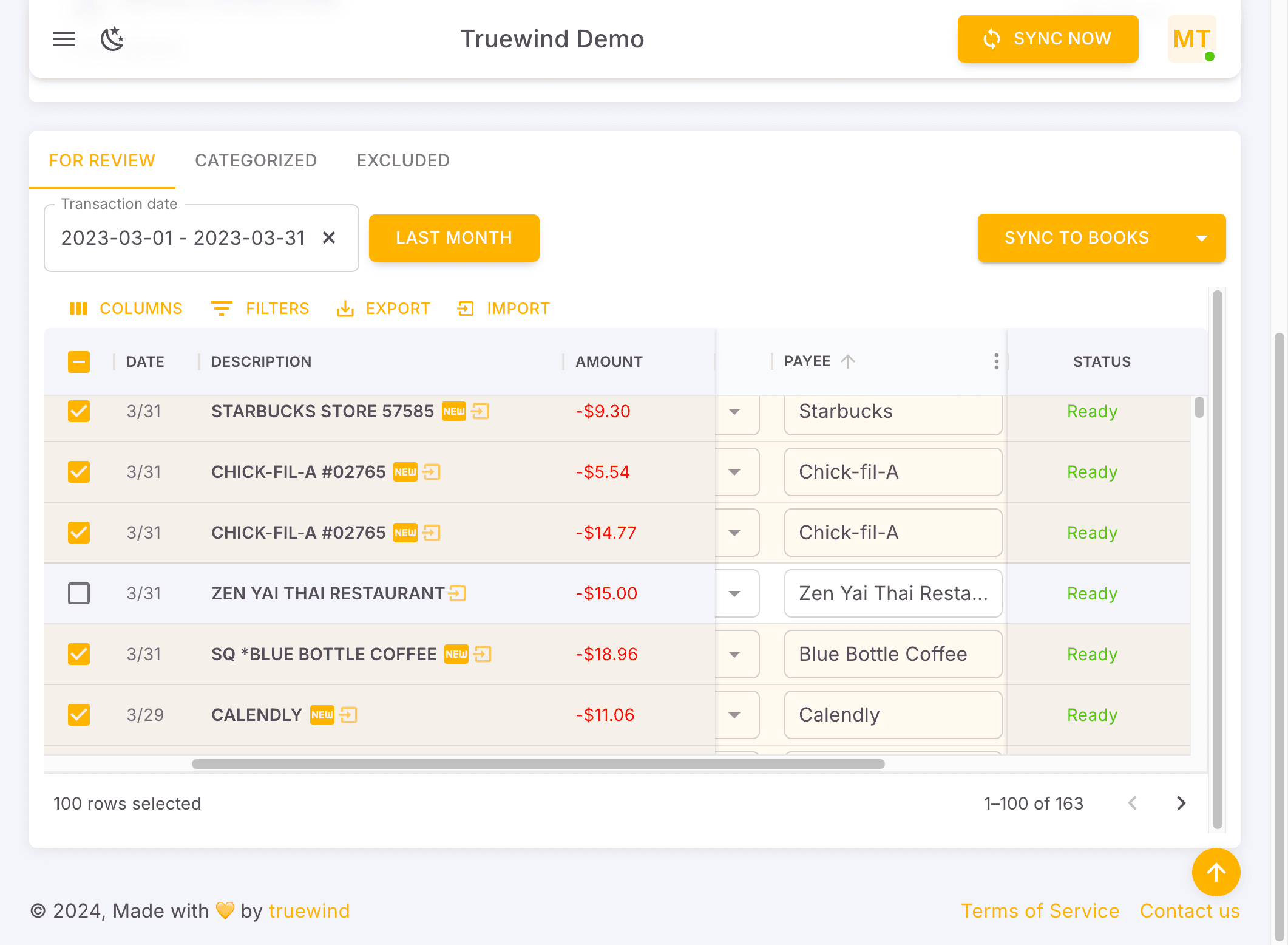 Screenshot showing Payee is added. Newly created payees will not exist in ERP unless you sync the transaction. We can allow user to edit the payee name before "sync"