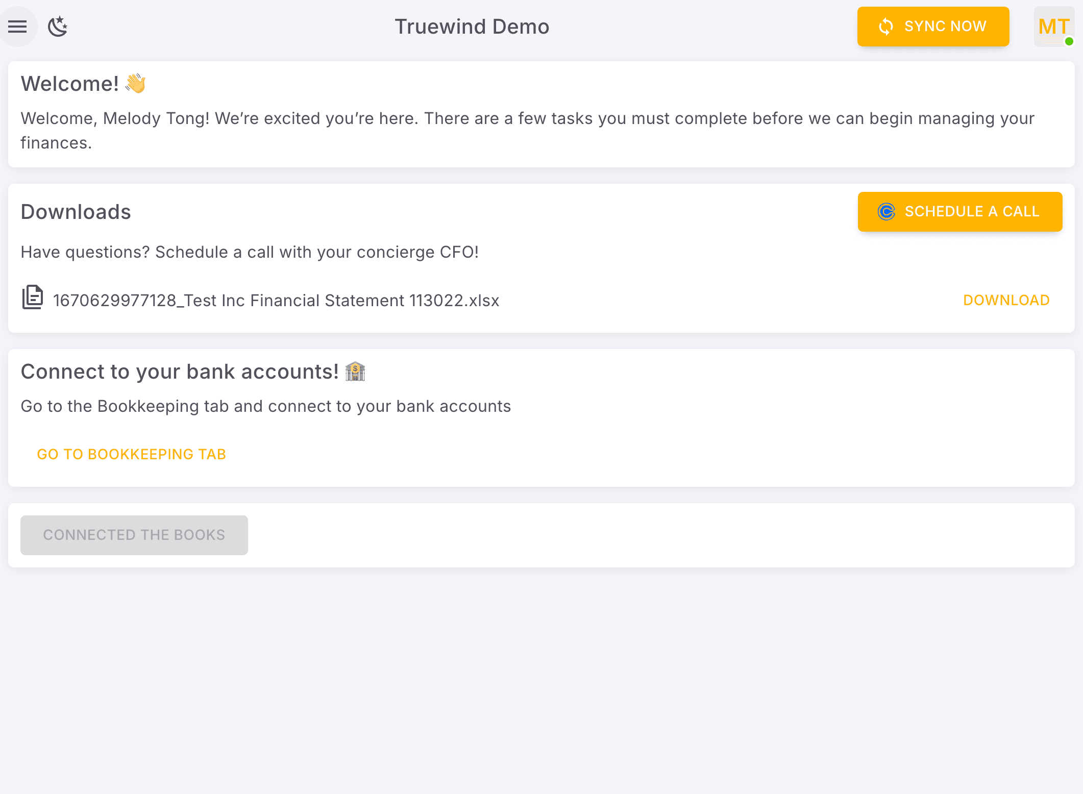 Screenshot showing Click main menu on the left