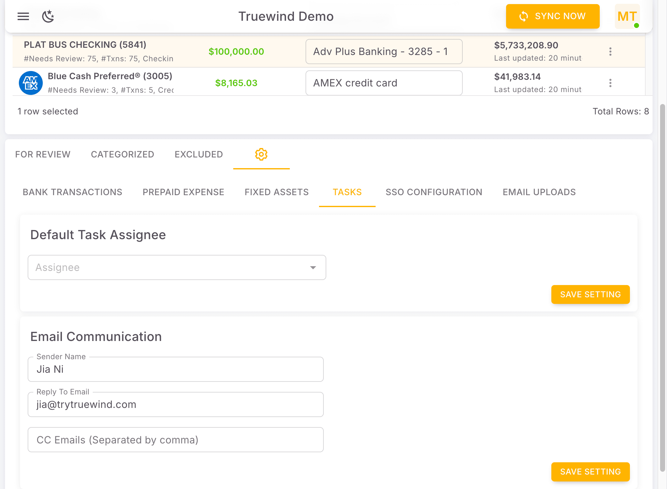 Screenshot showing Click SSO CONFIGURATION