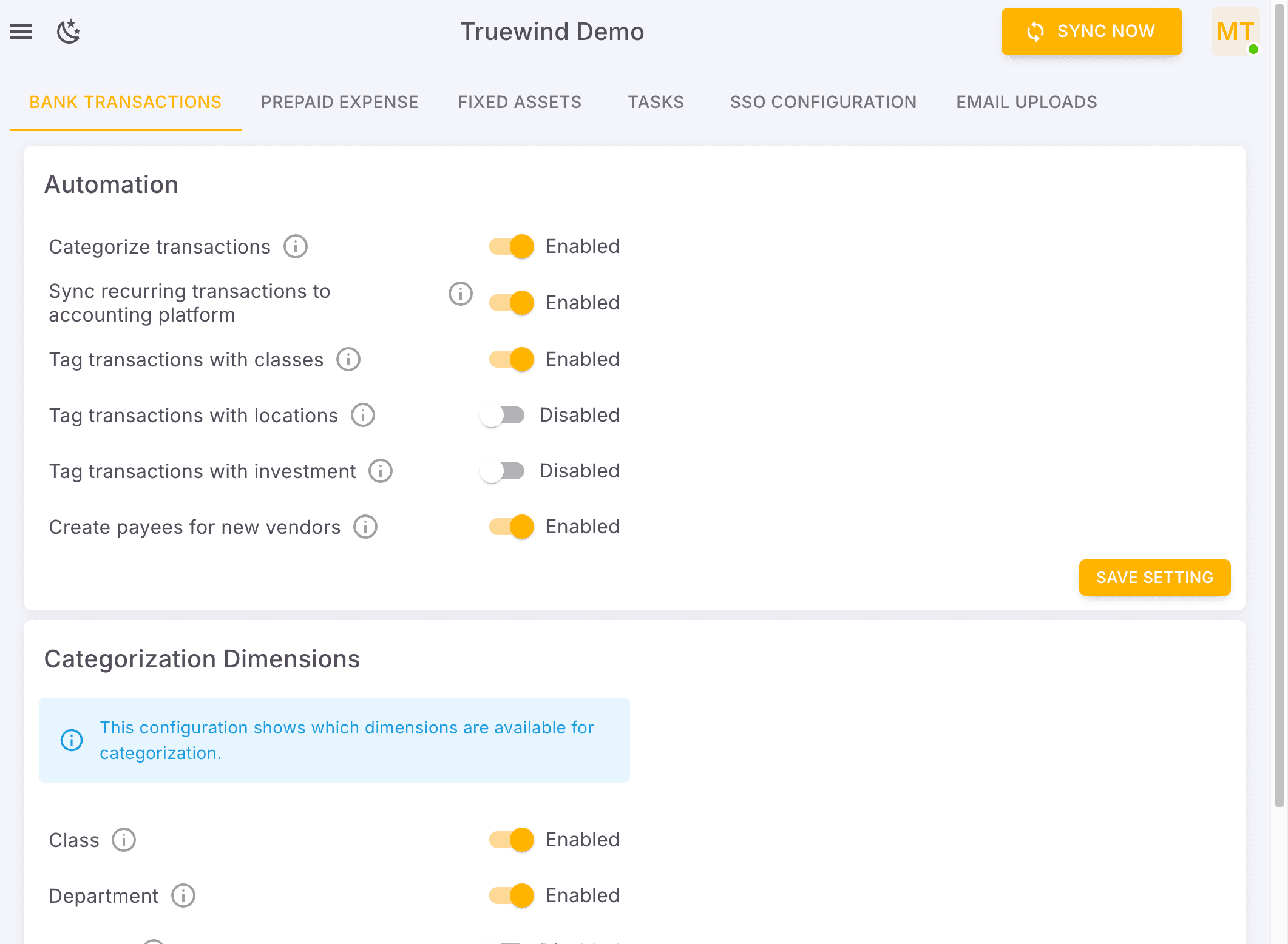 Screenshot showing Click Truewind Demo…