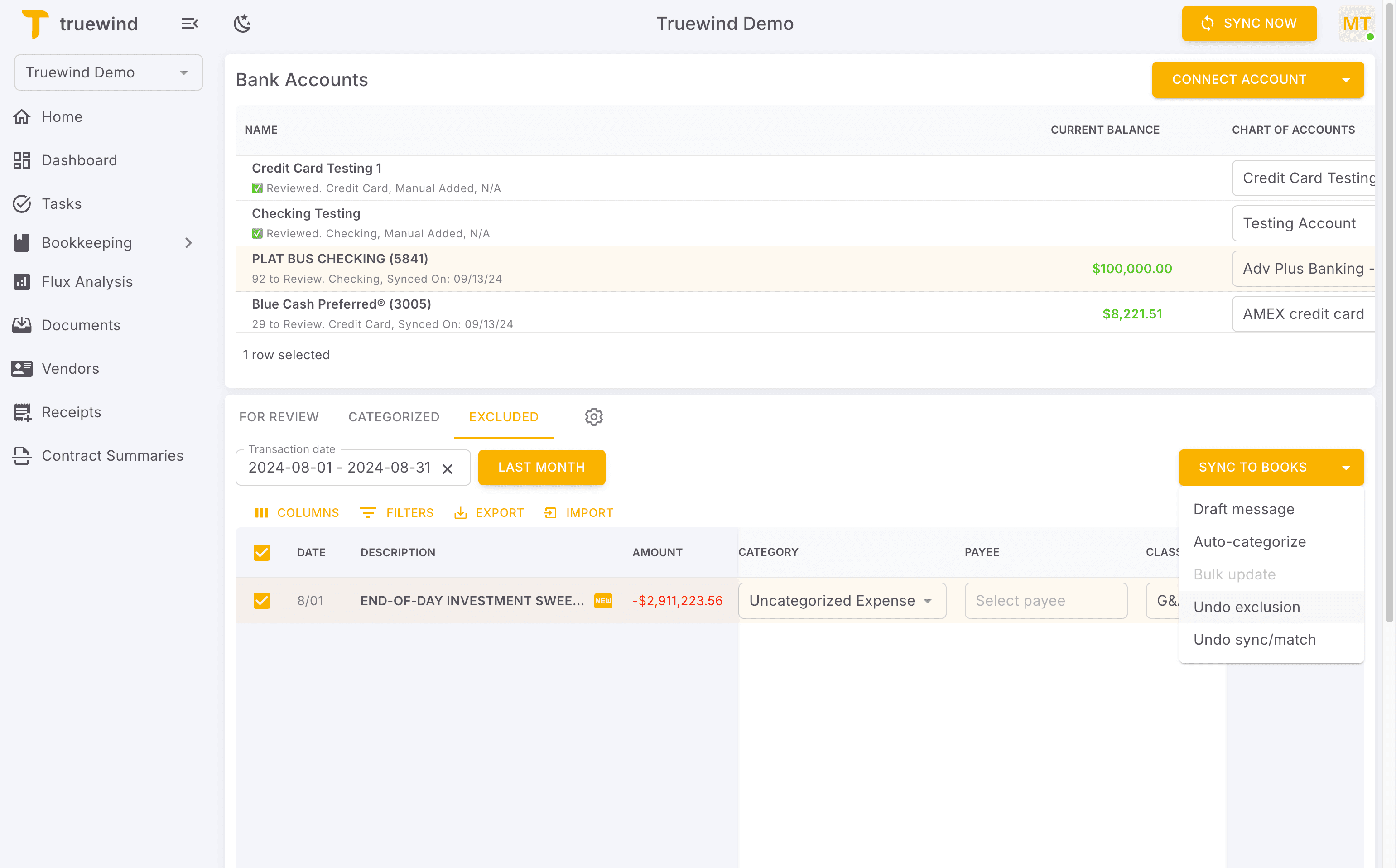 Screenshot showing Click Undo exclusion
