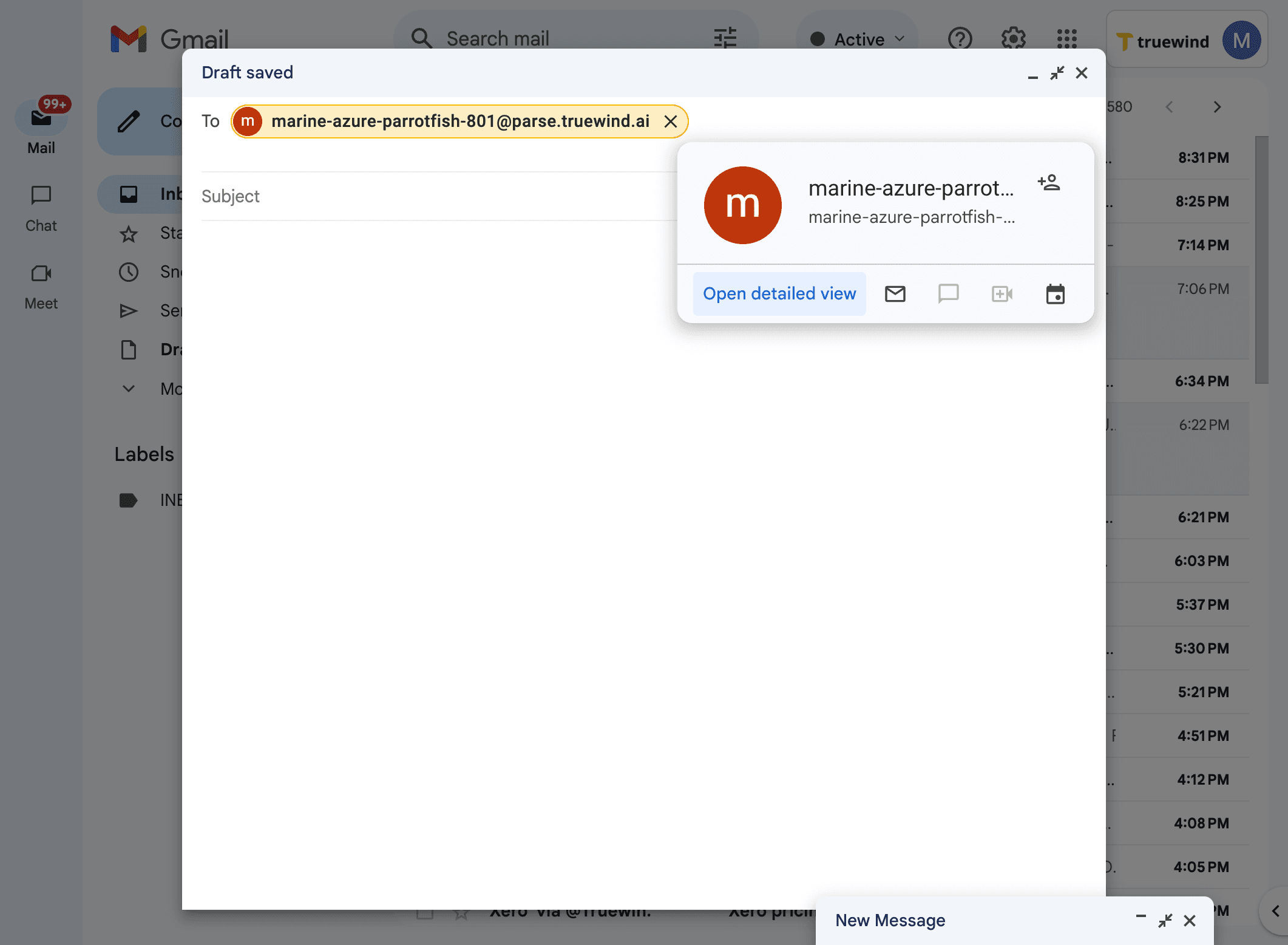 Screenshot showing Open Gmail. Paste the unique email here