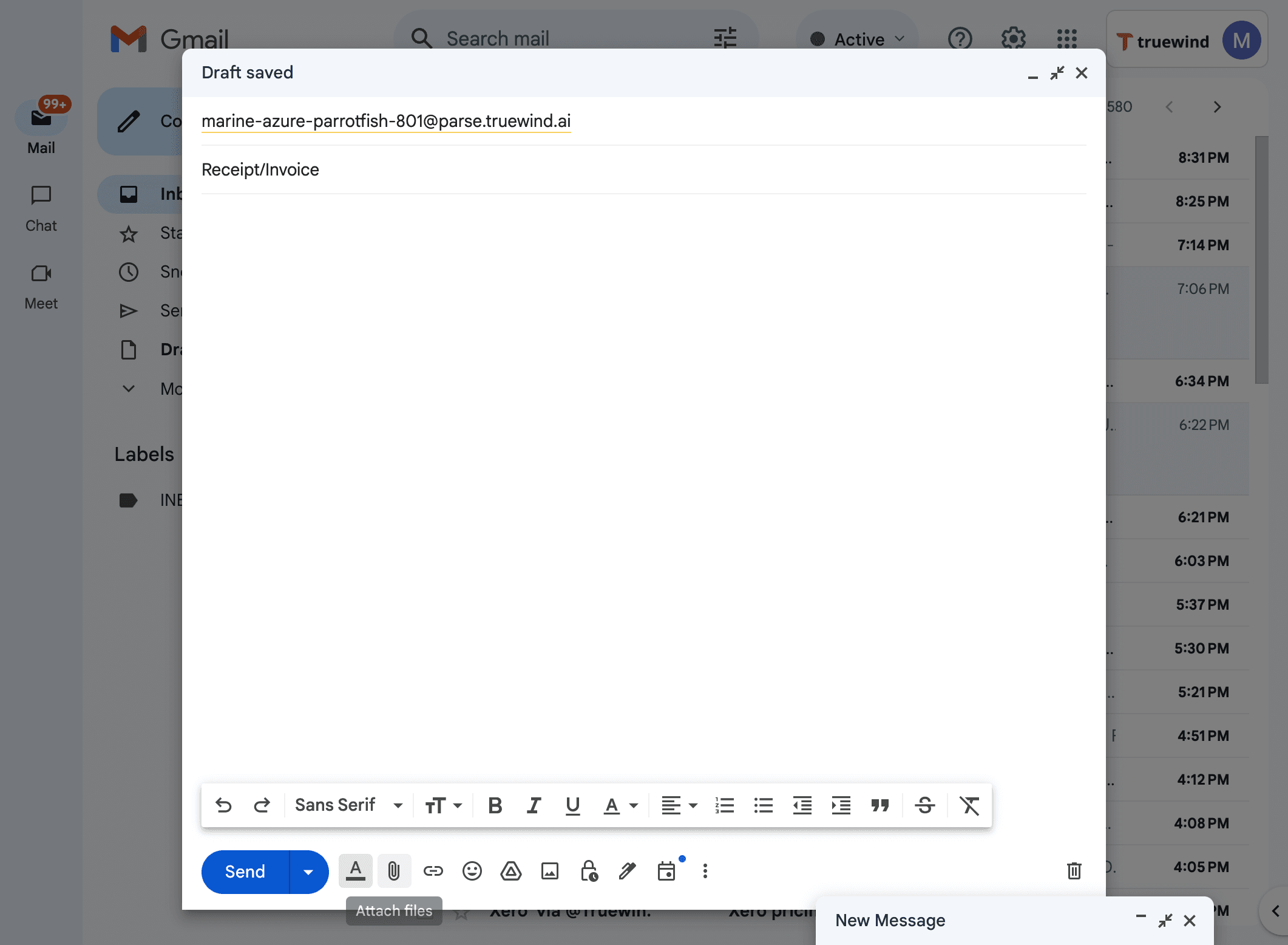 Screenshot showing Click Attach files and attach receipts/invoices