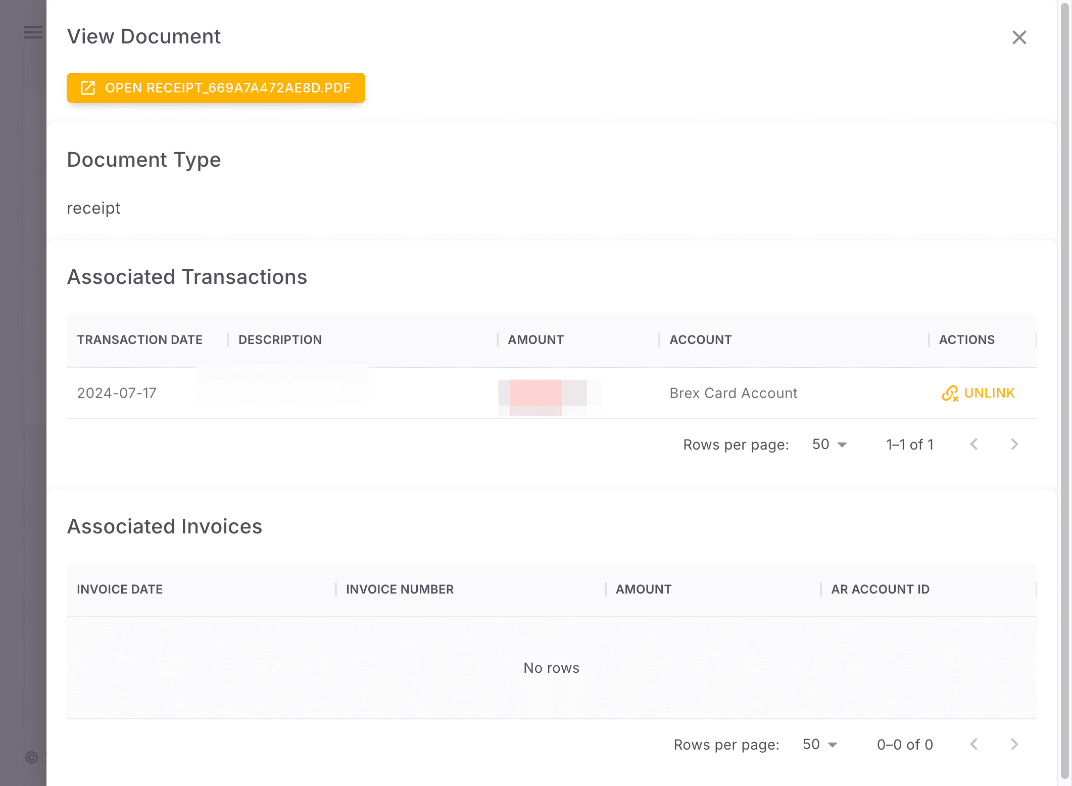 Screenshot showing Click transaction. You can see the matched documents