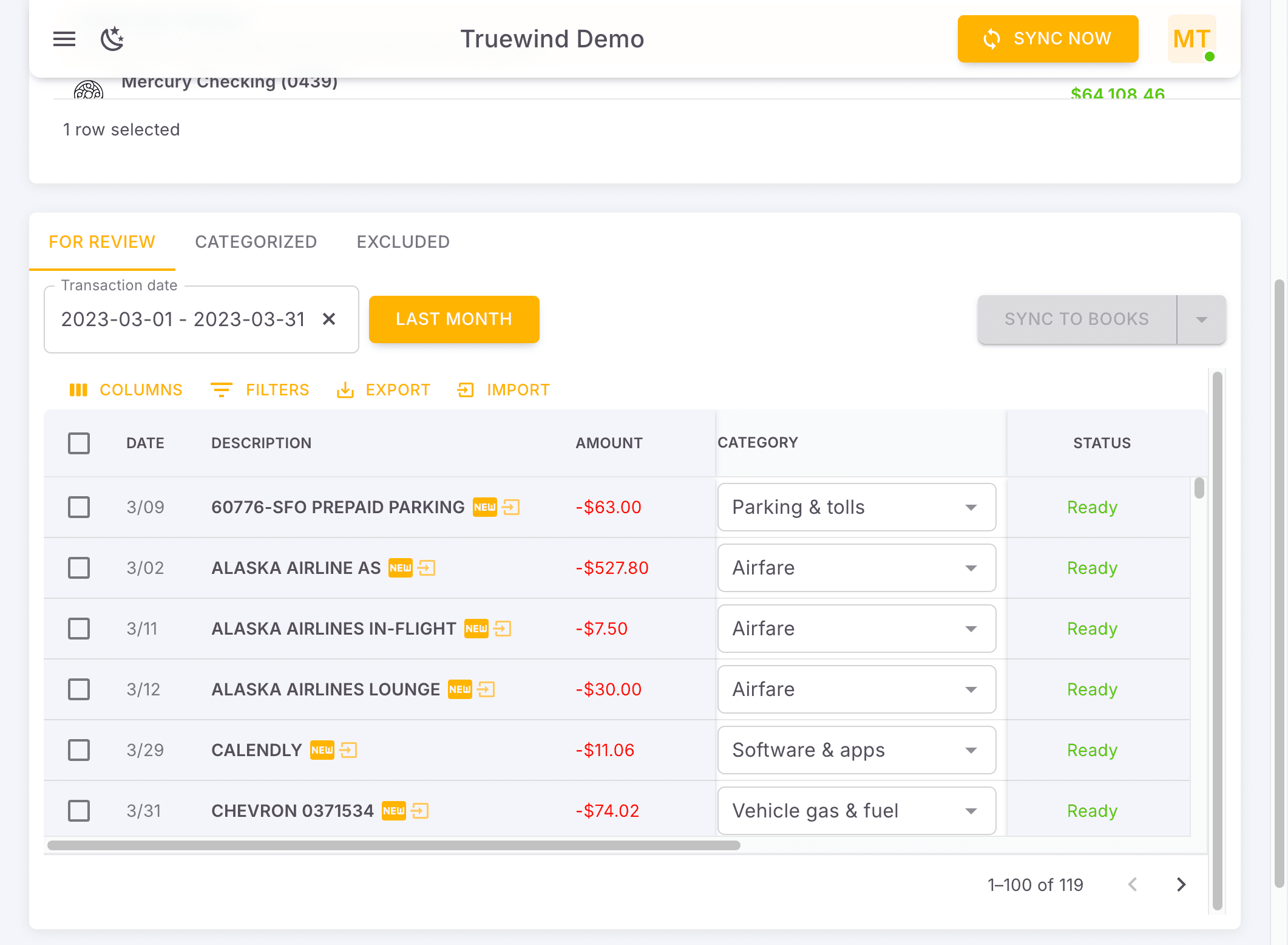 Screenshot showing Click For Review