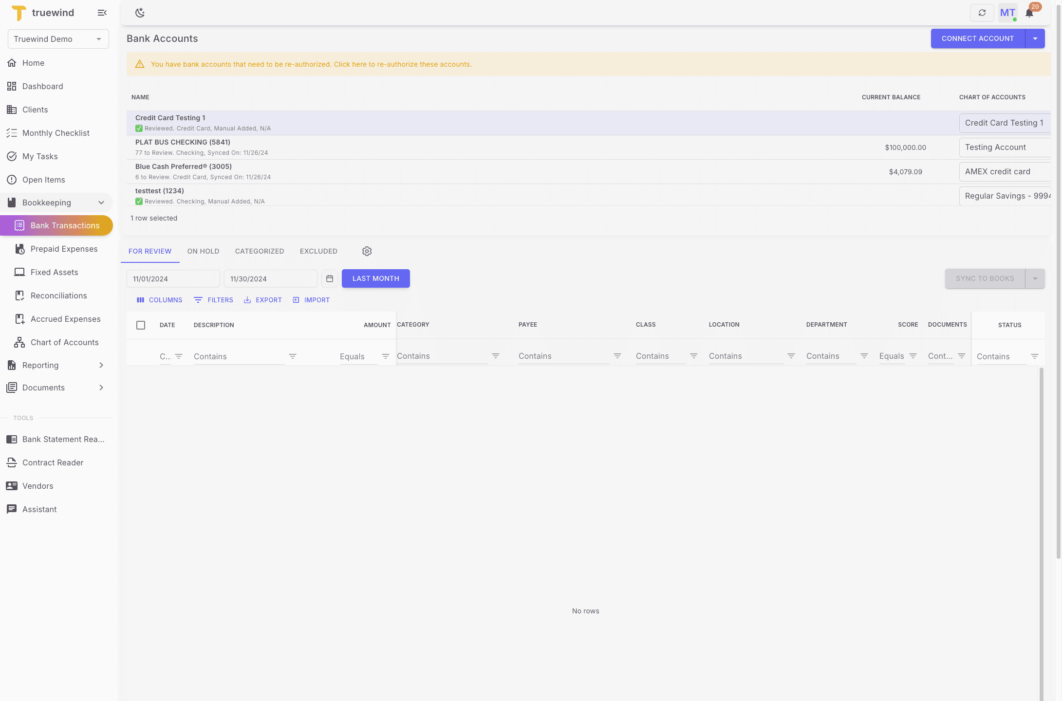 Screenshot showing Click Bank Transactions