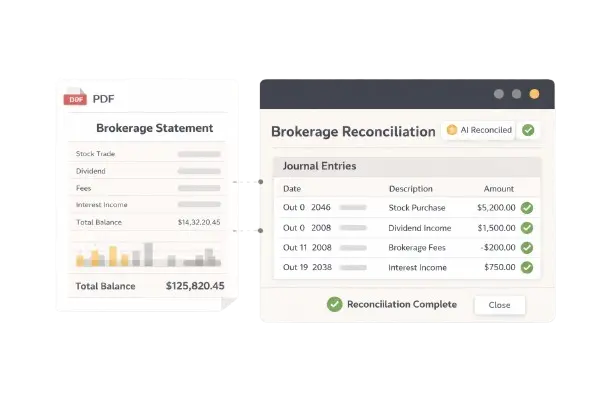Brokerage workflow turning statements into audit-ready accounting outputs