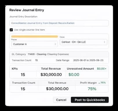 Reviewer validating source support against journal entry activity